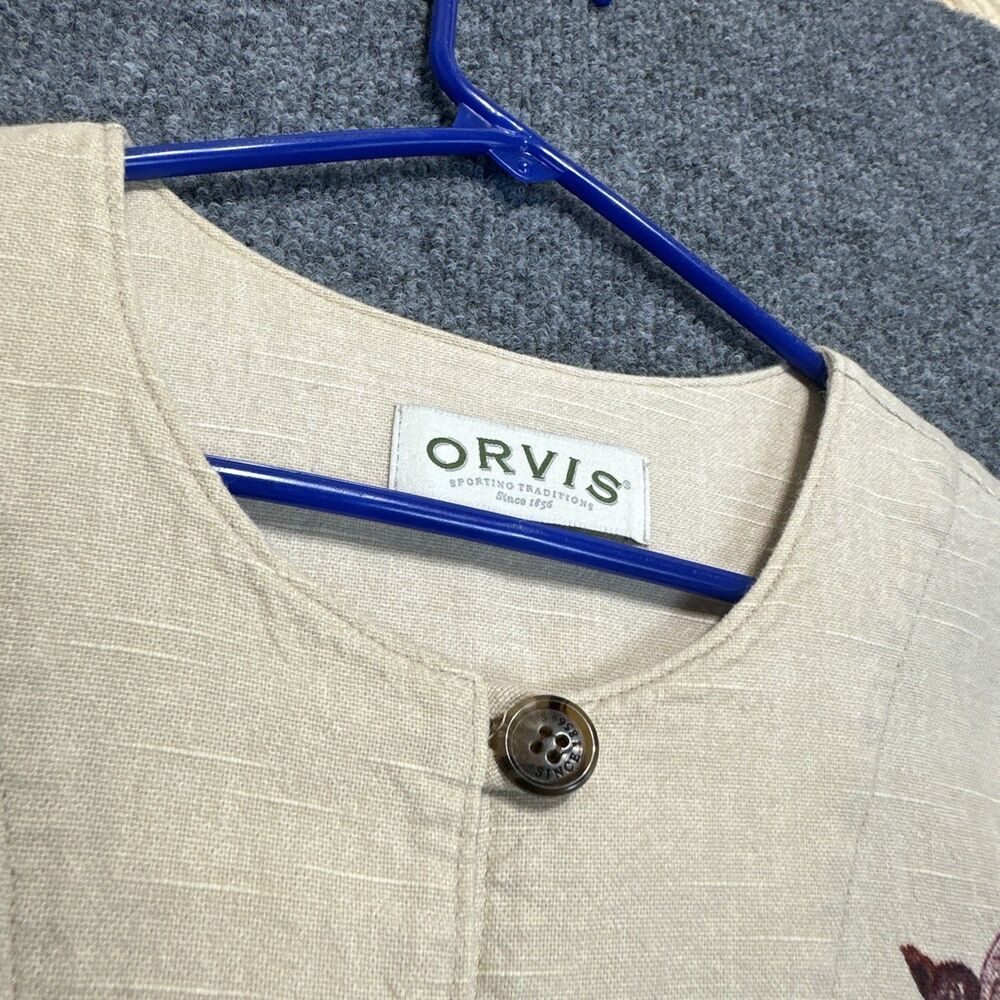 Vintage Orvis Womens XL Floral Botanical Jacket Beige Cottagecore - Picture 5 of 11